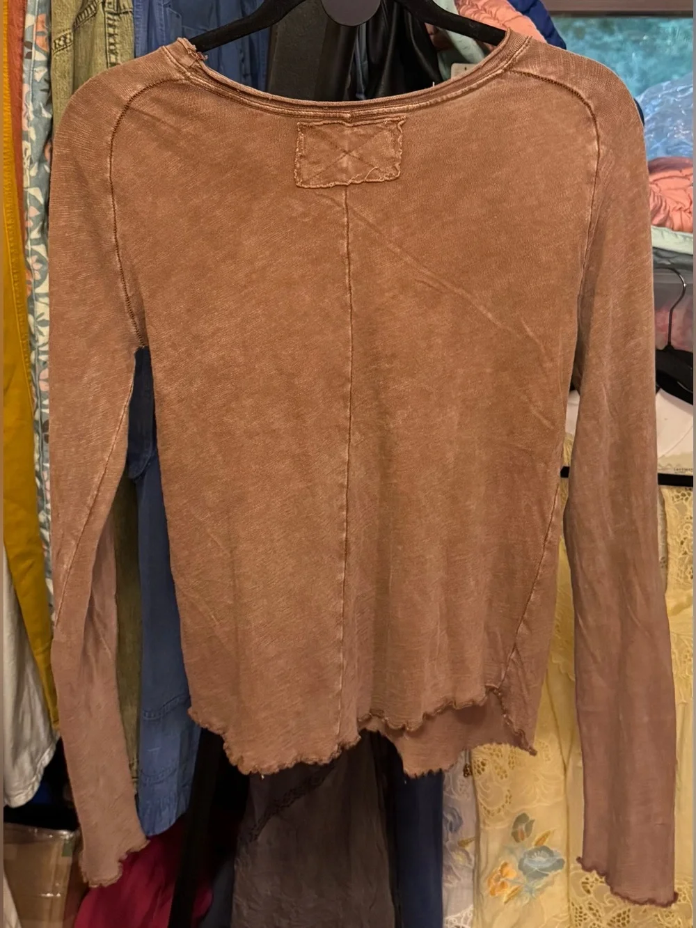 NWOT Free People We The Free Be My Baby Long-Sleeve Tee desert topaz brown- M, L